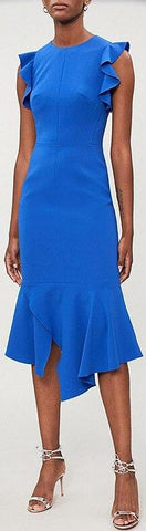 Asymmetrical Ruffle-Trim Fitted Dress
