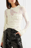 'Zora' Patchwork Lace and Cotton-Blend Knit Sweater