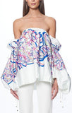 Off-Shoulder Blouson Sleeve Top