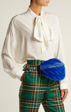 Small Velvet Jacquard Logo Belt Bag - Blue or Black