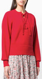 Lace-Up Long Sleeve Sweater, Red