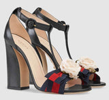 Leather Sandal with Flower Applique | DESIGNER INSPIRED FASHIONS
