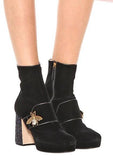 Velvet Plateau Ankle Boots