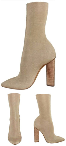Low Knit Boots-Beige - DESIGNER INSPIRED FASHIONS