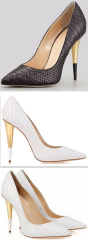 Snakeskin Leather Stiletto Pumps in Black or White - DESIGNER INSPIRED FASHIONS