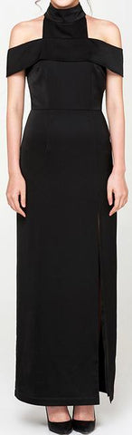 Black Cold-Shoulder Maxi Dress