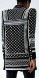 Bead & Crystal Embellished Long Black Velour Jacket - DESIGNER INSPIRED FASHIONS