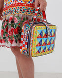 Printed Textured-Leather Shoulder Bag