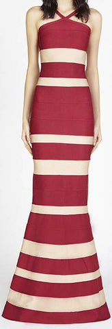 Halter Stripe Bandage Gown