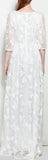 Butterfly-Embroidered Mesh Gown, White