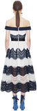 Off Shoulder Wave Guipure Midi Dress
