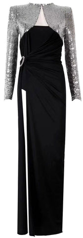 Sequined Ruched Long Gown