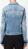 Stripe and Rose Print Denim Jacket