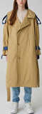 Color-Contrast Denim-Back Trench Coat *Low Stock*