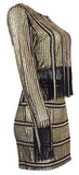 2 Pc Fringed Gold Top & Skirt Set