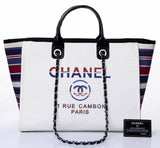 Deville Stripe Tote - Dark Blue, White, Multi Colored