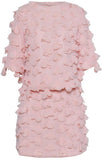 Appliques Embellished Top and Skirt Set, Pink