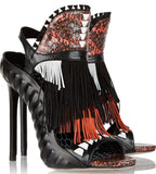 'Shima' Fringed Suede, Elaphe And Leather Slingback Sandals - DESIGNER INSPIRED FASHIONS