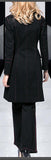 'Luggage' Stitch Denim Double-Breasted Military Style Trench Coat & Matching 'Luggage' Stitch Flare Jeans in Black - DESIGNER INSPIRED FASHIONS