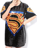 Embellished Superhero Logo T-Shirt in Black - DESIGNER INSPIRED FASHIONS