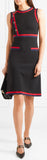 Button-Detailed Grosgrain-Trimmed Jersey Dress