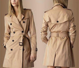 Double-Breasted Short Trench Coat in Apricot or Black - DESIGNER INSPIRED FASHIONS