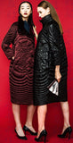 Embroidered White-Goose-Down Coat in Wine Red or Black - DESIGNER INSPIRED FASHIONS