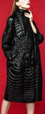 Embroidered White-Goose-Down Coat in Wine Red or Black - DESIGNER INSPIRED FASHIONS