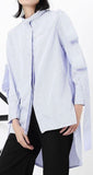 Layered-Sleeve Striped Asymmetric Shirt - DESIGNER INSPIRED FASHIONS