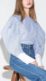 Puff-Sleeved Stripe Blouse - DESIGNER INSPIRED FASHIONS