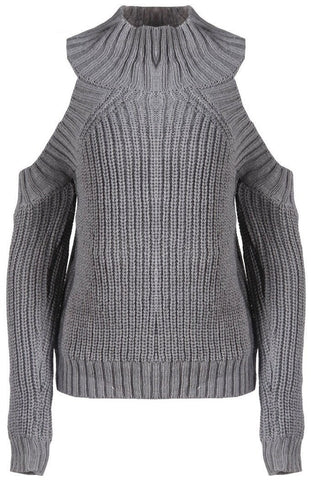 Cold-Shoulder Knit Sweater - (Various Colors to Choose From) - DESIGNER INSPIRED FASHIONS