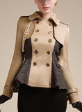 Double-Breasted Patch-Work Flared Jacket - DESIGNER INSPIRED FASHIONS