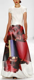 Abstract Floral Printed Floor Length Gown in White - DESIGNER INSPIRED FASHIONS