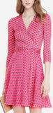 'Irina' Printed Wrap Dress in Pink - DESIGNER INSPIRED FASHIONS