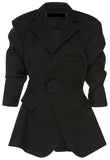 Black Rolled-Sleeve Blazer & Cropped Pant Set