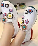 Flower-Embroidered Sneakers in Black or White - DESIGNER INSPIRED FASHIONS