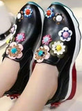 Flower-Embroidered Sneakers in Black or White - DESIGNER INSPIRED FASHIONS
