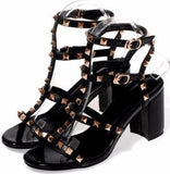 Rockstud Leather Sandals in Black or White - DESIGNER INSPIRED FASHIONS