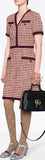 Striped Tweed V-Neck Dress