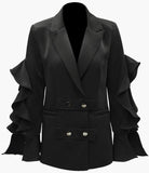 Black Ruffle-Sleeve Blazer/Jacket