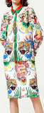 Print Web-Trim Shirt and Pencil Skirt Set
