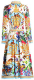 Printed Multi Colored Blouse and Skirt Set