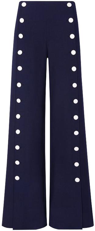 Button-Embellished Wide-Leg Pants