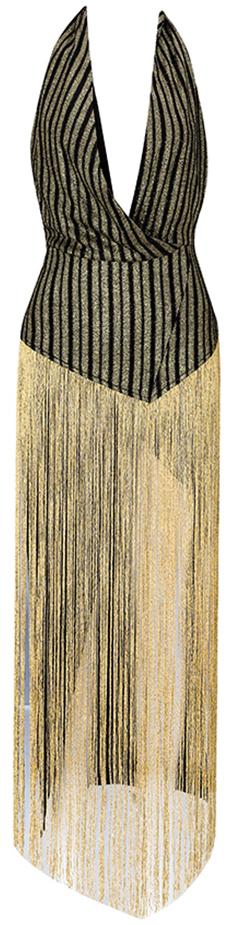 Metallic Fringed Halter-Neck Dress