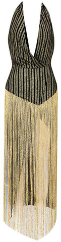 Metallic Fringed Halter-Neck Dress