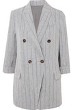 Double-Breasted Pinstriped Linen Blazer and Trouser Set