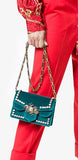 Broadway Velvet Mini Bag, Peacock Blue