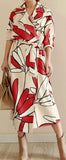 Floral Abstract Print Trench Coat - DESIGNER INSPIRED FASHIONS
