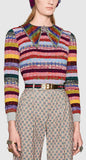 Striped Knitted Wool with Sequin Collar