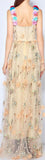 Flower-Appliques Embroidered Mesh Gown